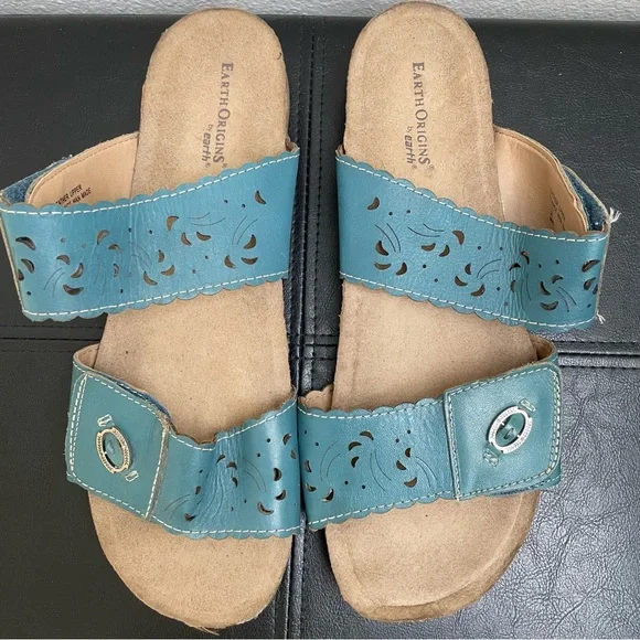 Women’s Earth Origins Tessa Velcro Comfort Sandals Turquoise Teal Blue 11 Wide - Picture 5 of 14